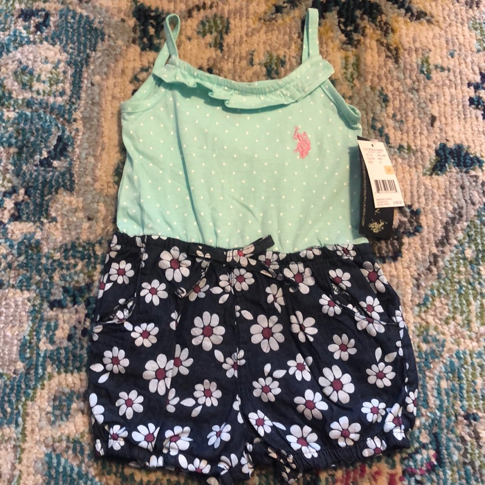 US Polo Assn flower tank one piece 2t nwt